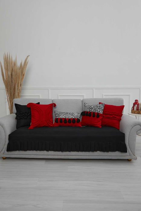 Pleated Reversible Knitted Polyester Decorative Sofa Shawl and Throw Blanket Furniture Protector Washable Couch Cover for Family,KO-29 Black