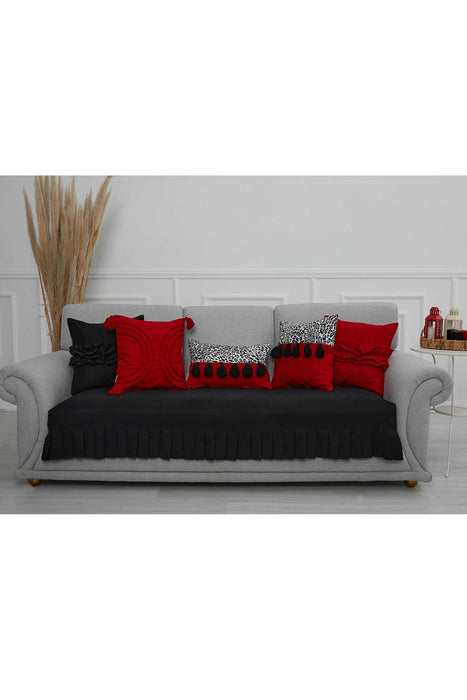 Pleated Reversible Knitted Polyester Decorative Sofa Shawl and Throw Blanket Furniture Protector Washable Couch Cover for Family,KO-29 Black