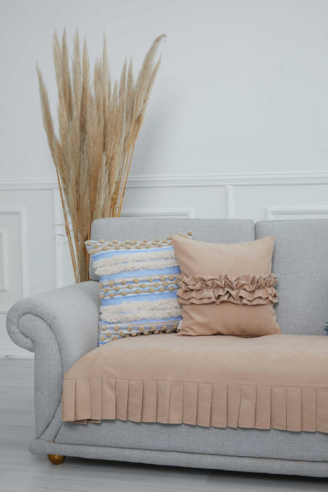 Pleated Reversible Knitted Polyester Decorative Sofa Shawl and Throw Blanket Furniture Protector Washable Couch Cover for Family,KO-29 Mink