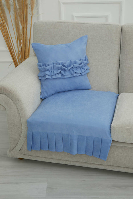 Pleated Reversible Knitted Polyester Decorative Sofa Shawl Set and Throw Blanket Furniture Protector Washable Couch Cover for Familya,KTK-8