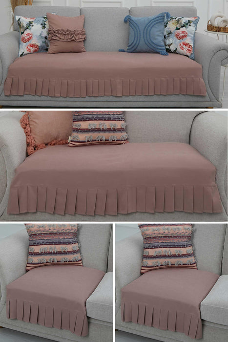 Pleated Reversible Knitted Polyester Decorative Sofa Shawl Set and Throw Blanket Furniture Protector Washable Couch Cover for Familya,KTK-8