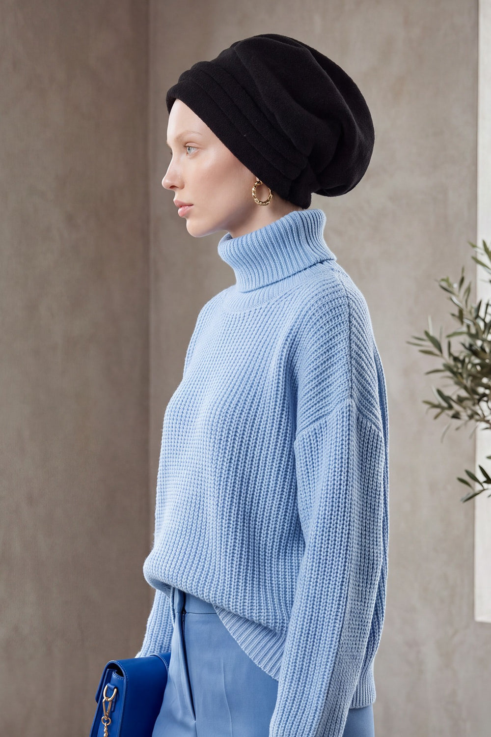 Pleated Winter Felted Wool Turban Hat for Women, Modest-Friendly, Warm & Elegant Winter Turban Bonnet,B-98DK