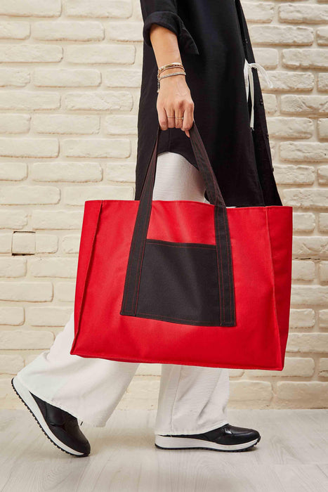 Polyamide Canvas Hand Shoulder Daily Tote Bag with Front Pocket Shopping Bag,C-11