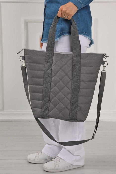 Polyamide Canvas Quilted Hand Shoulder Bag with Inner Pocket Casual Large Capacity Messenger Bag Daily Travel Shopping Bag,C-32