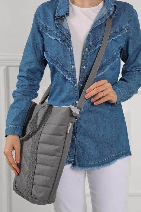 Polyamide Canvas Quilted Hand Shoulder Bag with Inner Pocket Casual Large Capacity Messenger Bag Daily Travel Shopping Bag,C-32