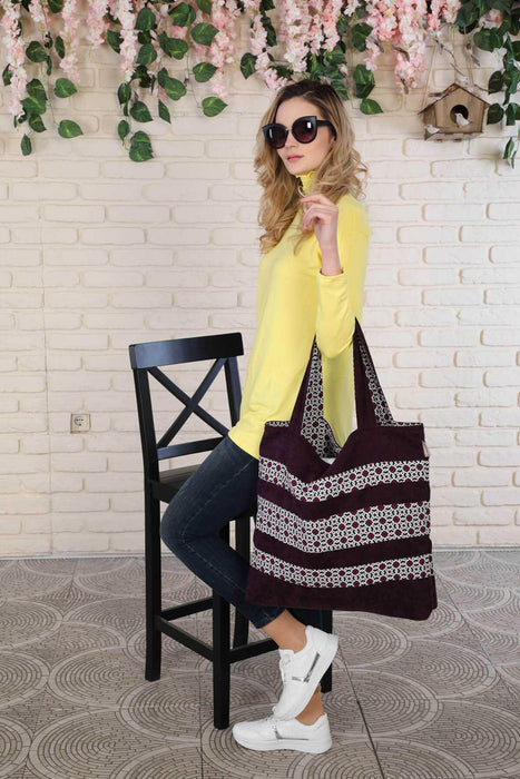 Polyester Hand Shoulder Bag Knitting Work Honeycomb Patterned Daily Tote Bag,C-8