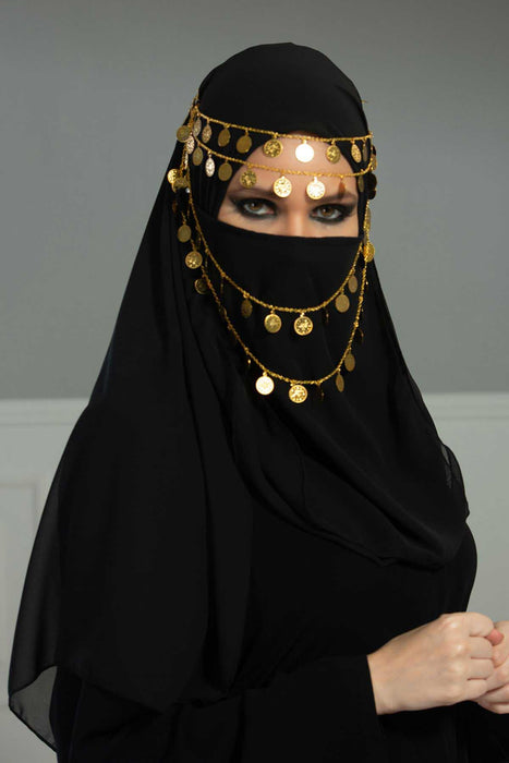 Praktischer schwarzer Schleier, sofortiger Chiffon-Schal und Schleier, praktischer Schal, bescheidener Kopftuch, Turban, Hijab und Schleier, PC-1