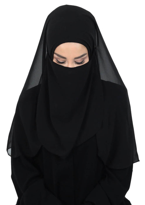 Praktischer schwarzer Schleier, sofortiger Chiffon-Schal und Schleier, praktischer Schal, bescheidener Kopftuch, Turban, Hijab und Schleier, PC-1