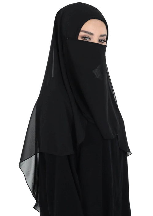 Practical Black Veil, Instant Chiffon Shawl and Veil, Practical Shawl, Modest Head Scarf Turban Hijab and Veil,PC-1