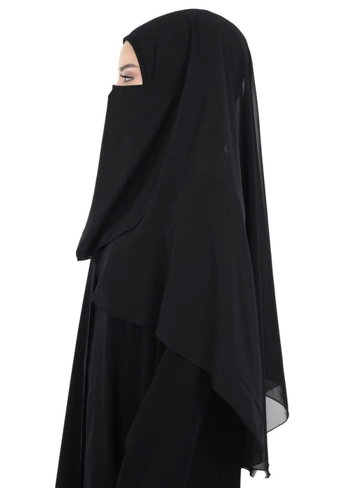 Practical Black Veil, Instant Chiffon Shawl and Veil, Practical Shawl, Modest Head Scarf Turban Hijab and Veil,PC-1
