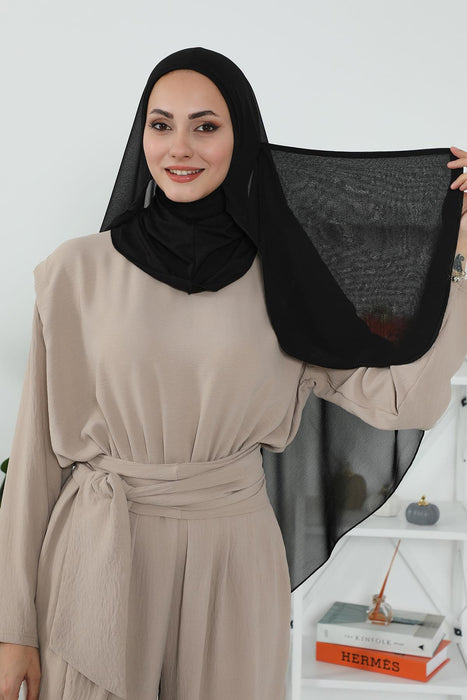 Practical Black Veil, Instant Chiffon Shawl and Veil, Practical Shawl, Modest Head Scarf Turban Hijab and Veil,PC-1