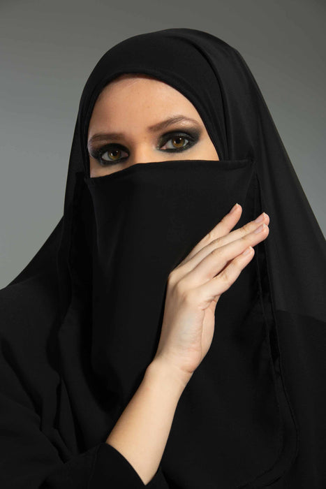 Practical Black Veil, Instant Chiffon Shawl and Veil, Practical Shawl, Modest Head Scarf Turban Hijab and Veil,PC-1