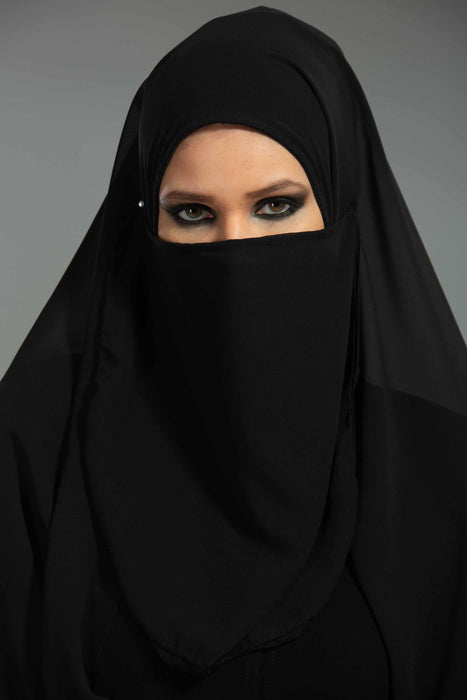 Practical Black Veil, Instant Chiffon Shawl and Veil, Practical Shawl, Modest Head Scarf Turban Hijab and Veil,PC-1