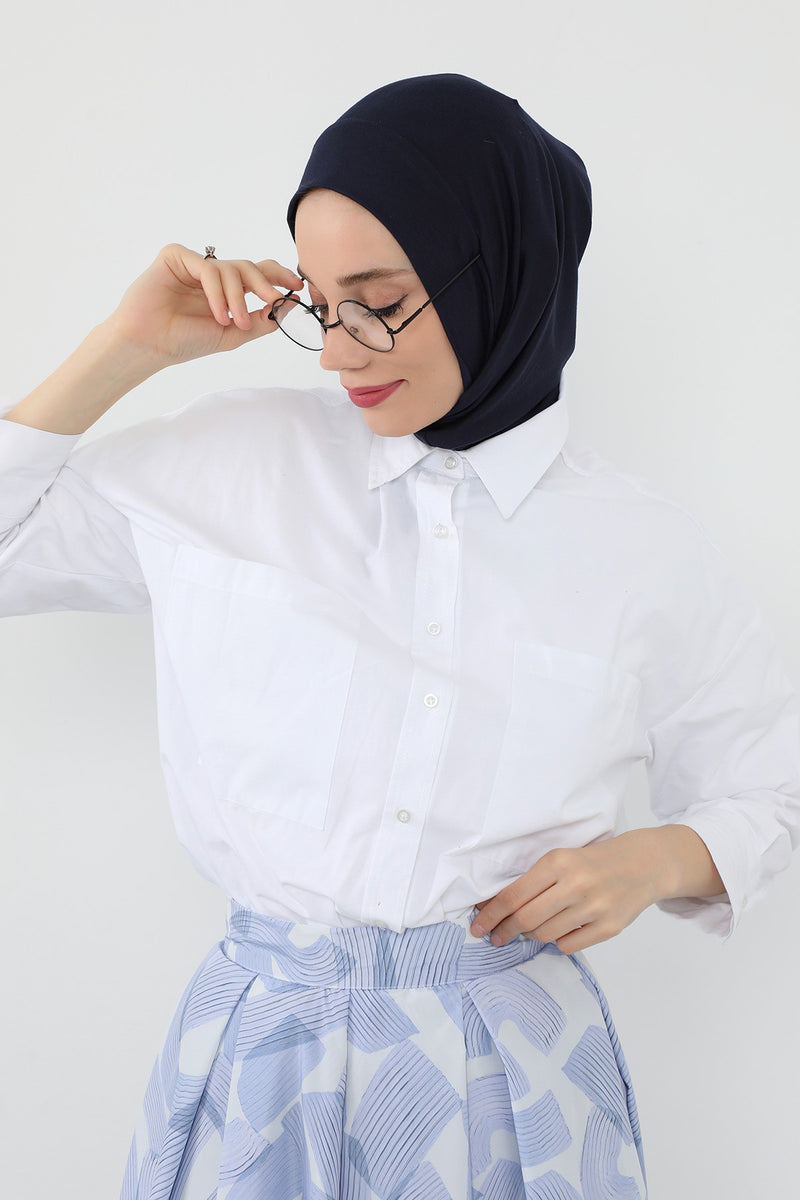 Practical Cotton Bonnet with Built-In Neck Cover and Ear Access, Full-Coverage Hijab Bonnet with Ear Access Points,B-94