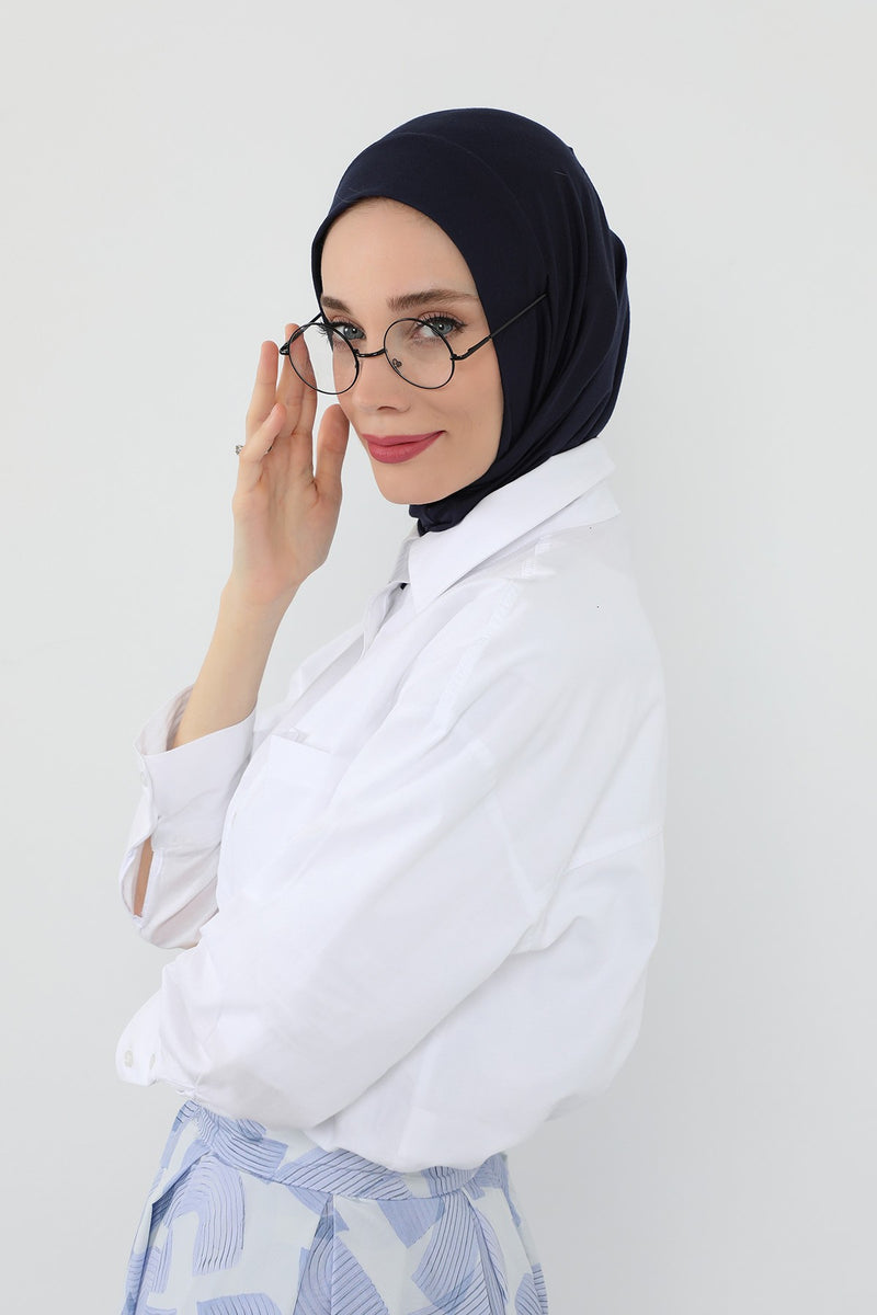 Practical Cotton Bonnet with Built-In Neck Cover and Ear Access, Full-Coverage Hijab Bonnet with Ear Access Points,B-94