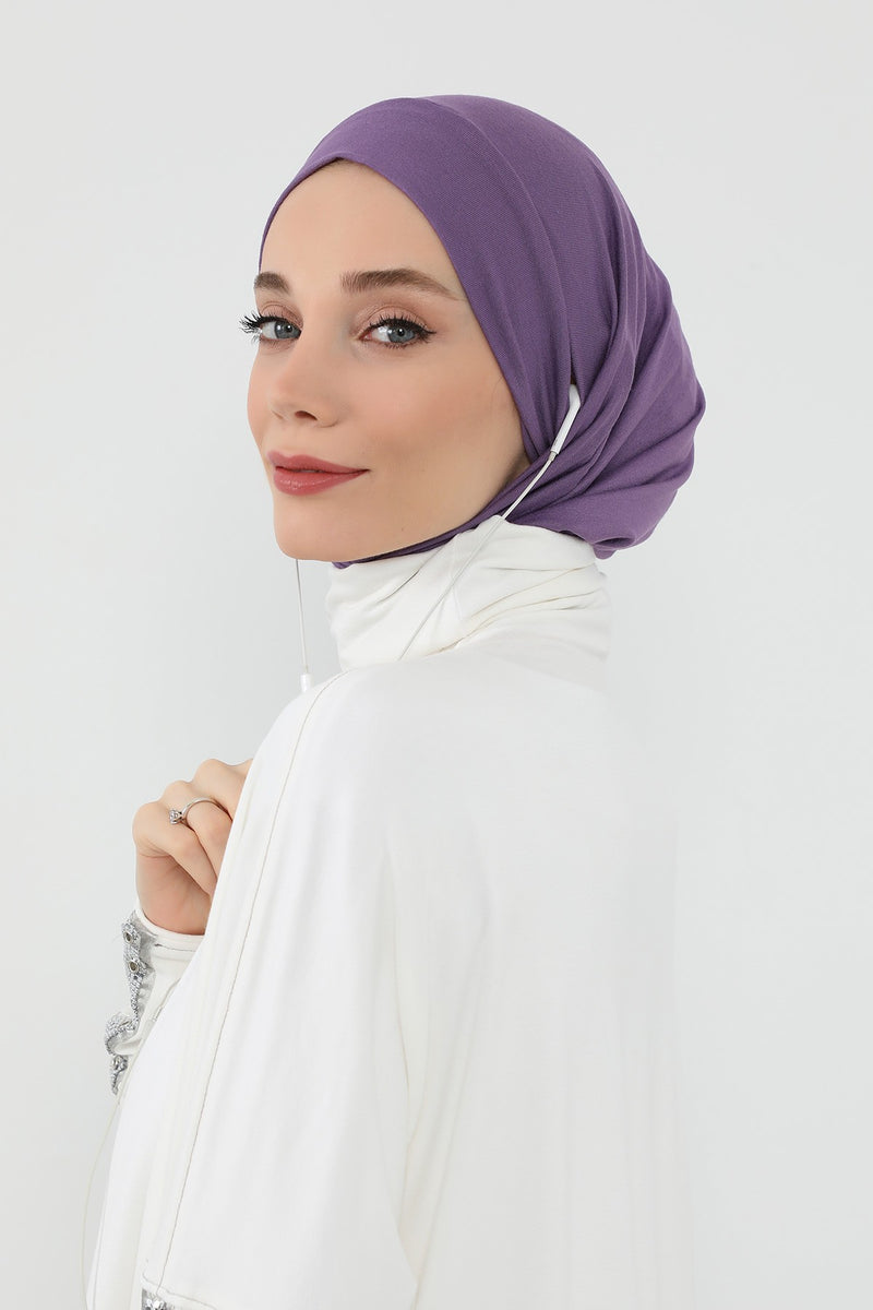 Practical Cotton Bonnet with Built-In Neck Cover and Ear Access, Full-Coverage Hijab Bonnet with Ear Access Points,B-94