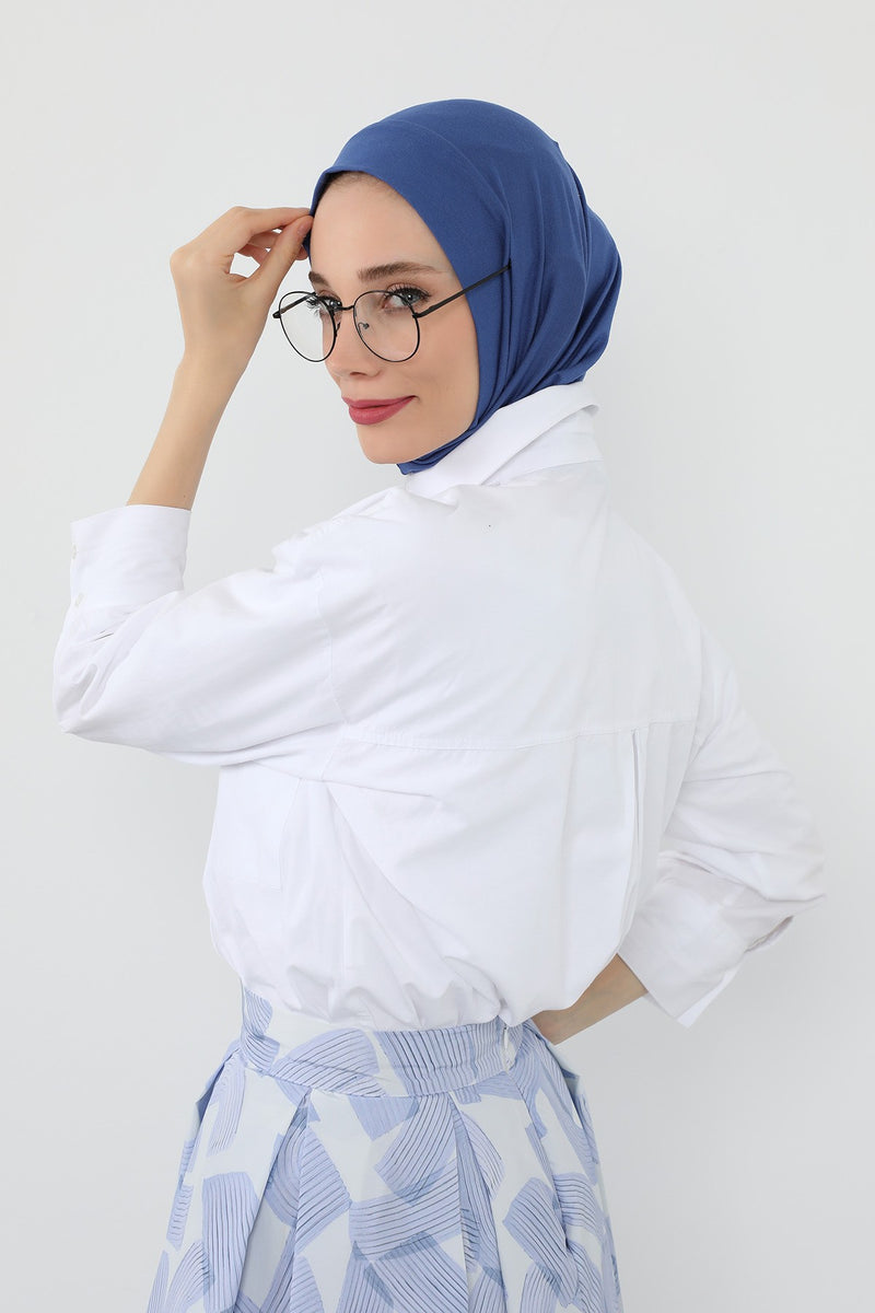 Practical Cotton Bonnet with Built-In Neck Cover and Ear Access, Full-Coverage Hijab Bonnet with Ear Access Points,B-94