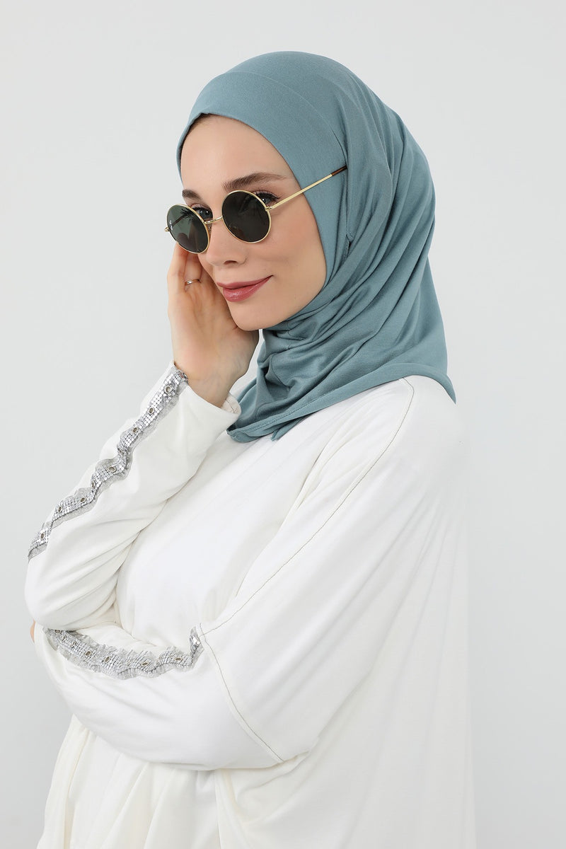 Practical Cotton Bonnet with Built-In Neck Cover and Ear Access, Full-Coverage Hijab Bonnet with Ear Access Points,B-94