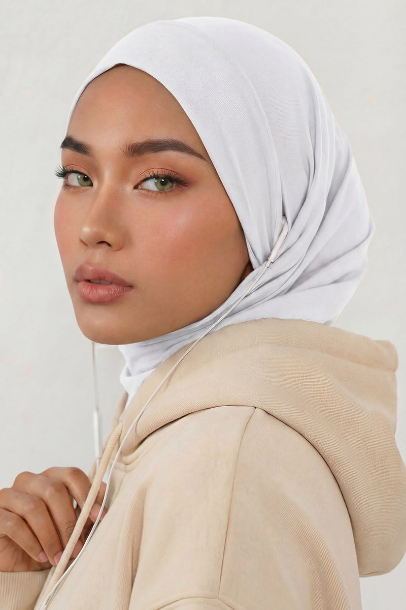 Practical Cotton Bonnet with Built-In Neck Cover and Ear Access, Full-Coverage Hijab Bonnet with Ear Access Points,B-94