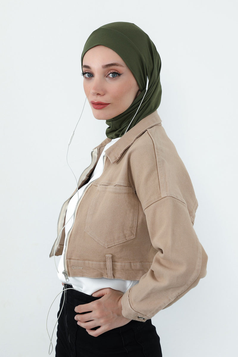 Practical Cotton Bonnet with Built-In Neck Cover and Ear Access, Full-Coverage Hijab Bonnet with Ear Access Points,B-94