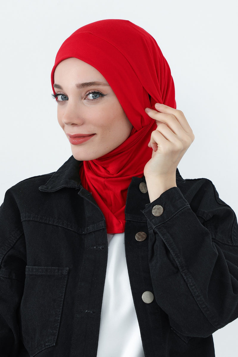 Practical Cotton Bonnet with Built-In Neck Cover and Ear Access, Full-Coverage Hijab Bonnet with Ear Access Points,B-94