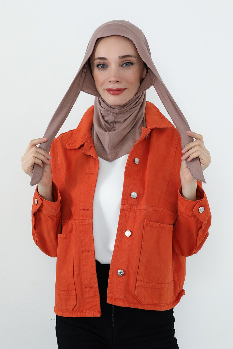 Practical Cotton Bonnet with Built-In Neck Cover and Ear Access, Full-Coverage Hijab Bonnet with Ear Access Points,B-94