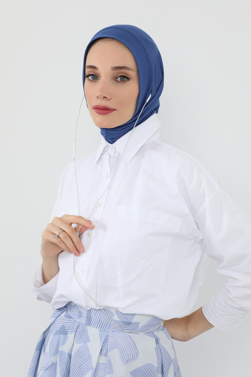 Practical Cotton Bonnet with Built-In Neck Cover and Ear Access, Full-Coverage Hijab Bonnet with Ear Access Points,B-94