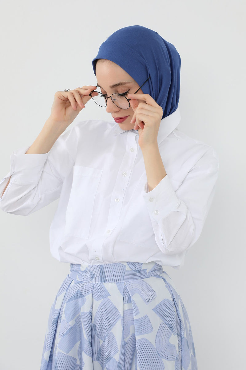 Practical Cotton Bonnet with Built-In Neck Cover and Ear Access, Full-Coverage Hijab Bonnet with Ear Access Points,B-94