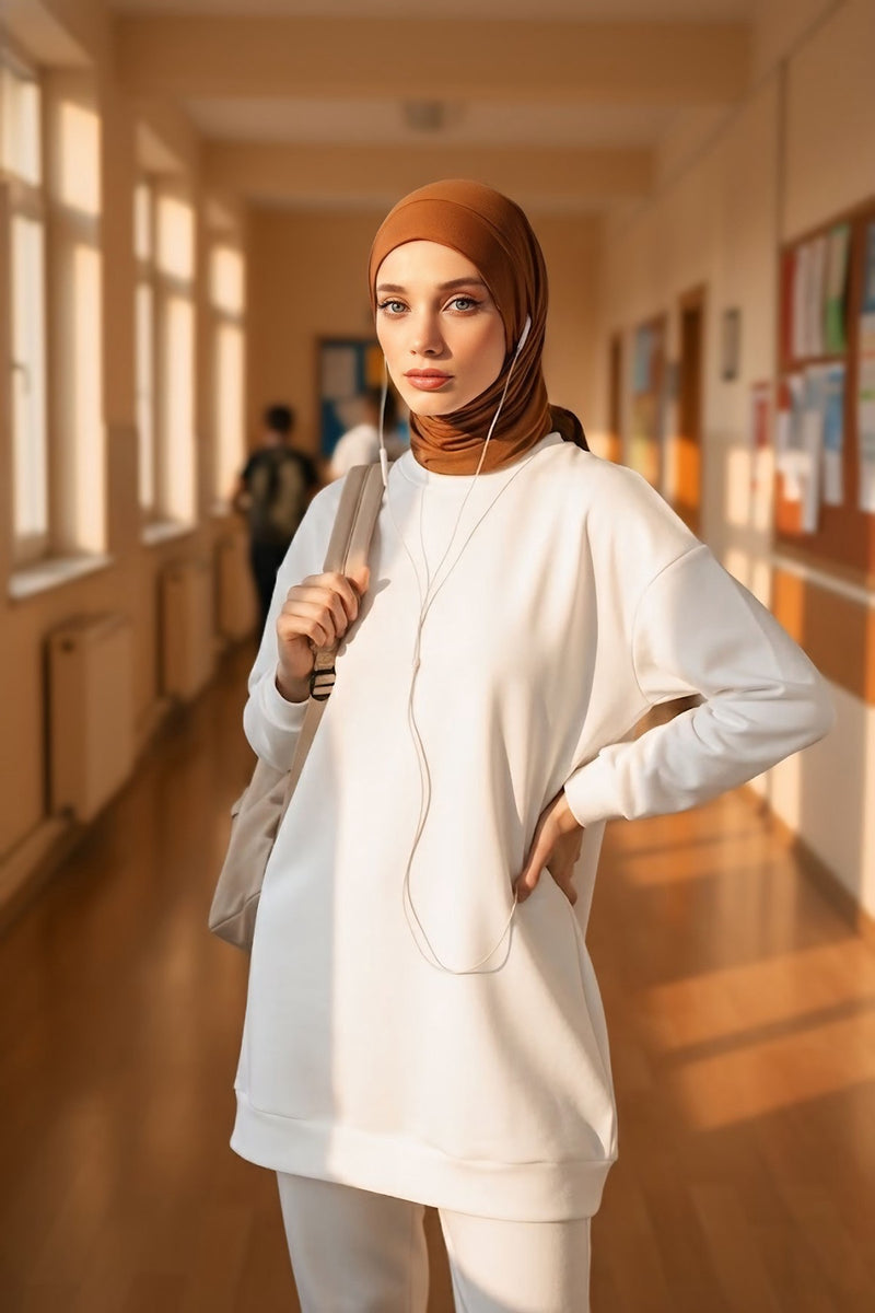 Practical Cotton Bonnet with Built-In Neck Cover and Ear Access, Full-Coverage Hijab Bonnet with Ear Access Points,B-94