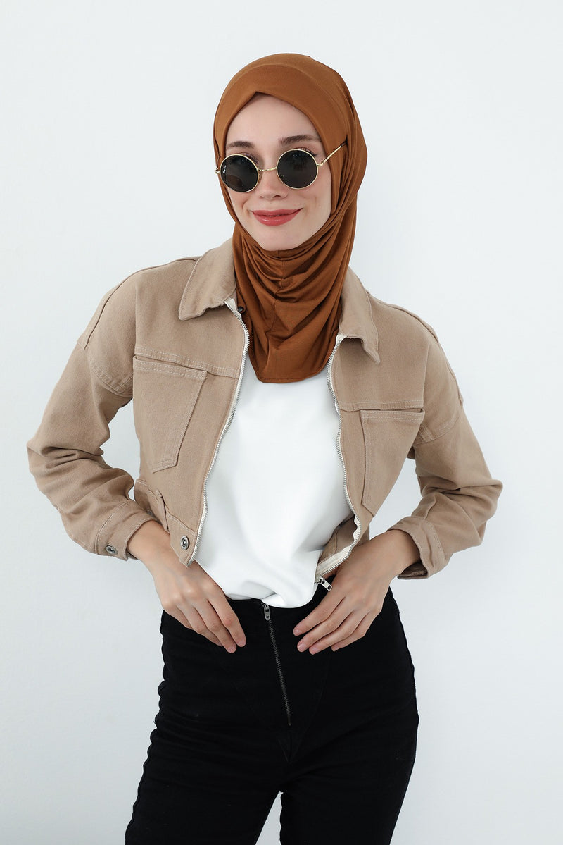 Practical Cotton Bonnet with Built-In Neck Cover and Ear Access, Full-Coverage Hijab Bonnet with Ear Access Points,B-94