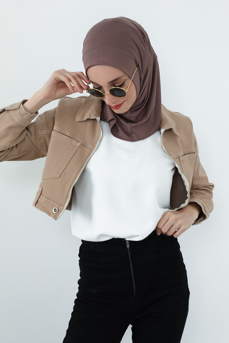 Practical Cotton Bonnet with Built-In Neck Cover and Ear Access, Full-Coverage Hijab Bonnet with Ear Access Points,B-94