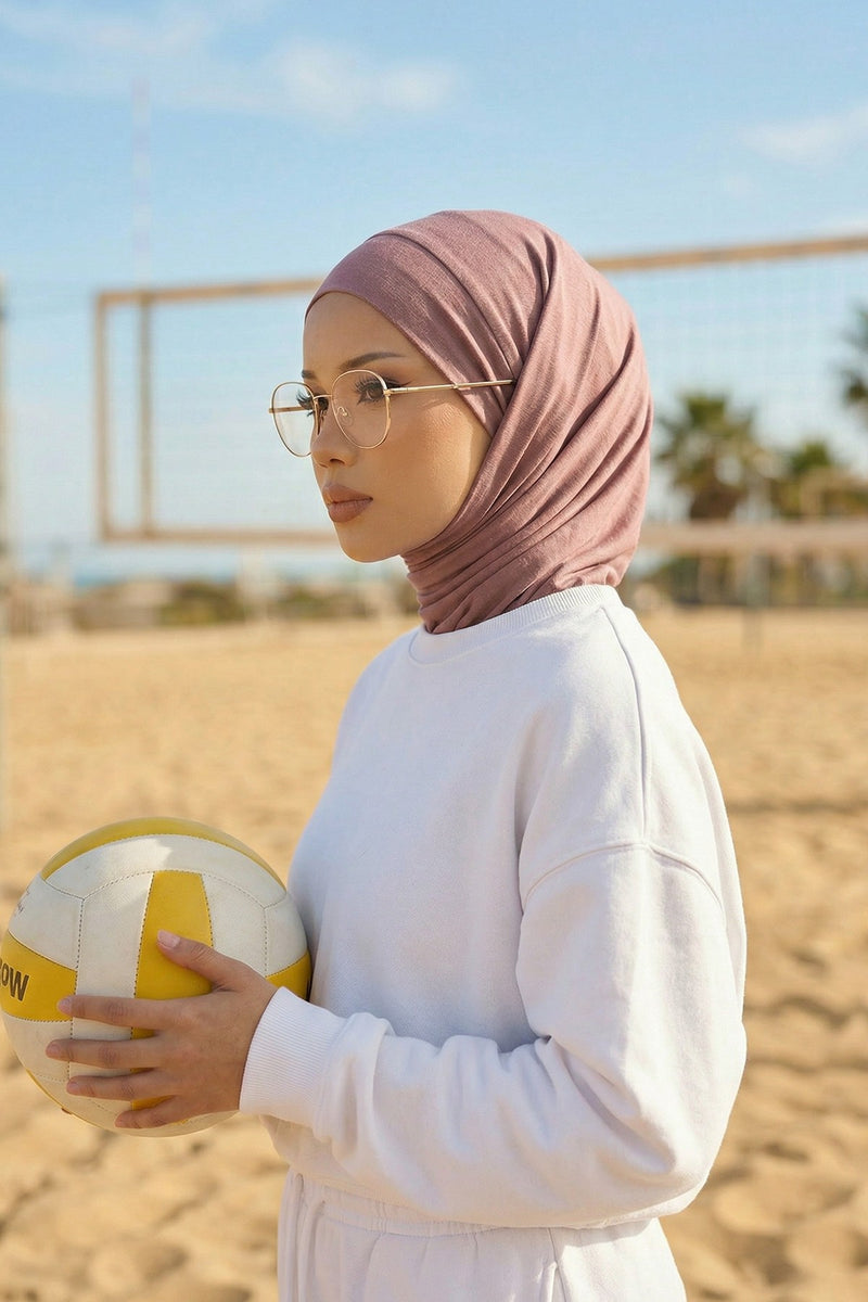 Practical Cotton Bonnet with Built-In Neck Cover and Ear Access, Full-Coverage Hijab Bonnet with Ear Access Points,B-94