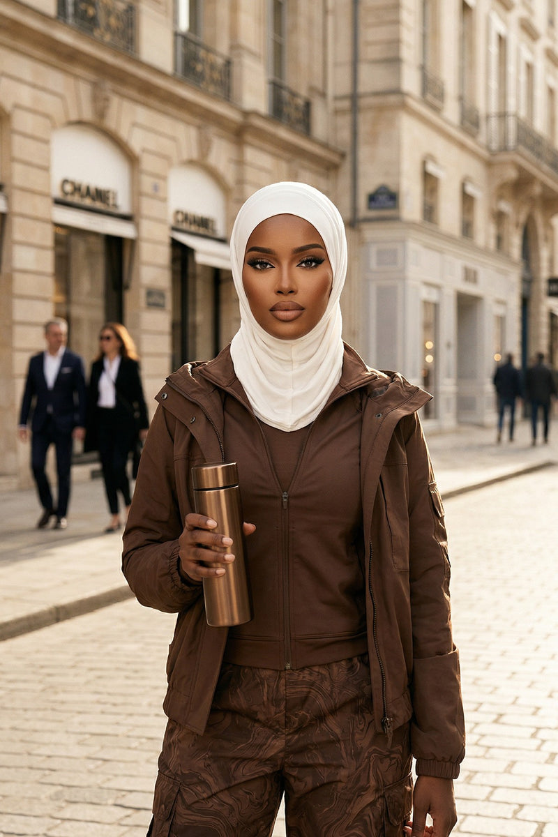 Practical Cotton Bonnet with Built-In Neck Cover and Ear Access, Full-Coverage Hijab Bonnet with Ear Access Points,B-94