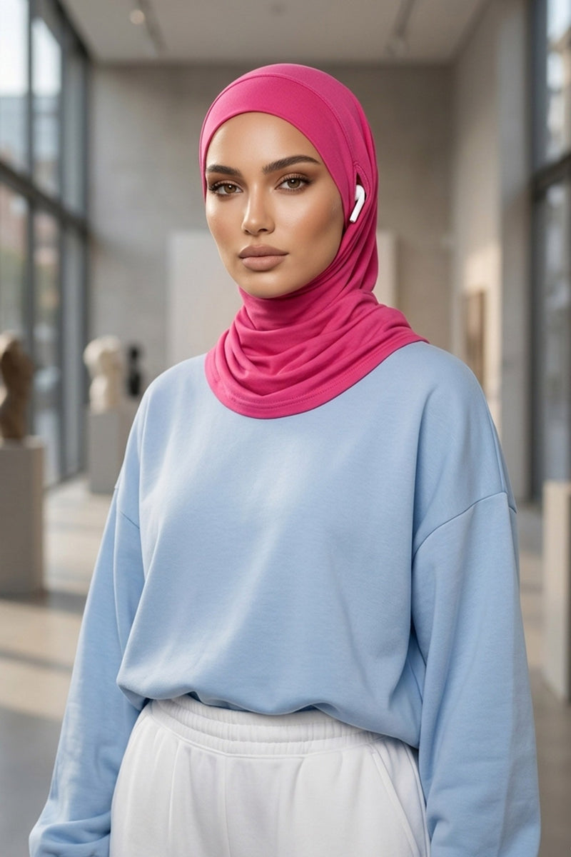 Practical Cotton Bonnet with Built-In Neck Cover and Ear Access, Full-Coverage Hijab Bonnet with Ear Access Points,B-94