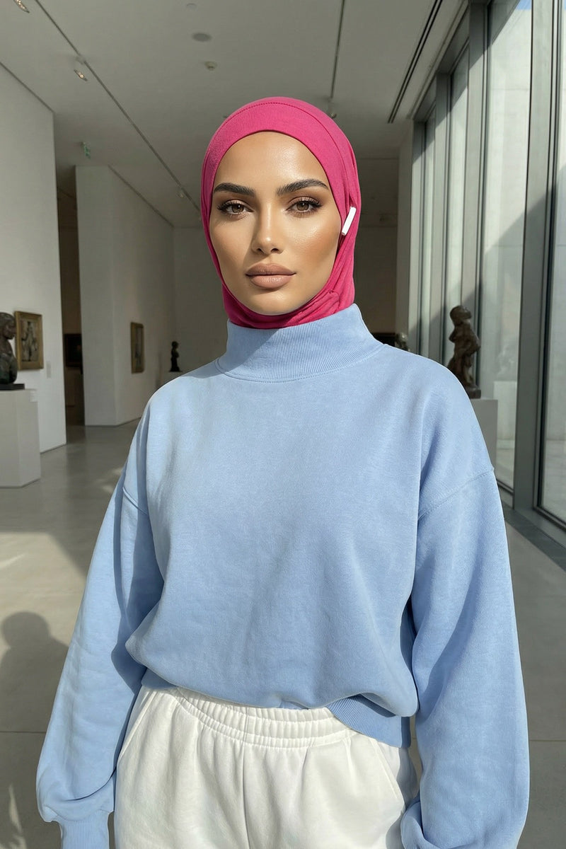Practical Cotton Bonnet with Built-In Neck Cover and Ear Access, Full-Coverage Hijab Bonnet with Ear Access Points,B-94