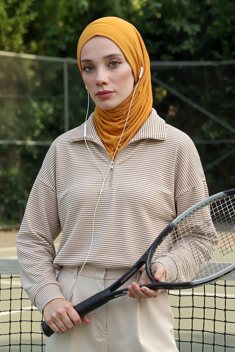 Practical Cotton Bonnet with Built-In Neck Cover and Ear Access, Full-Coverage Hijab Bonnet with Ear Access Points,BE-TG-B-94