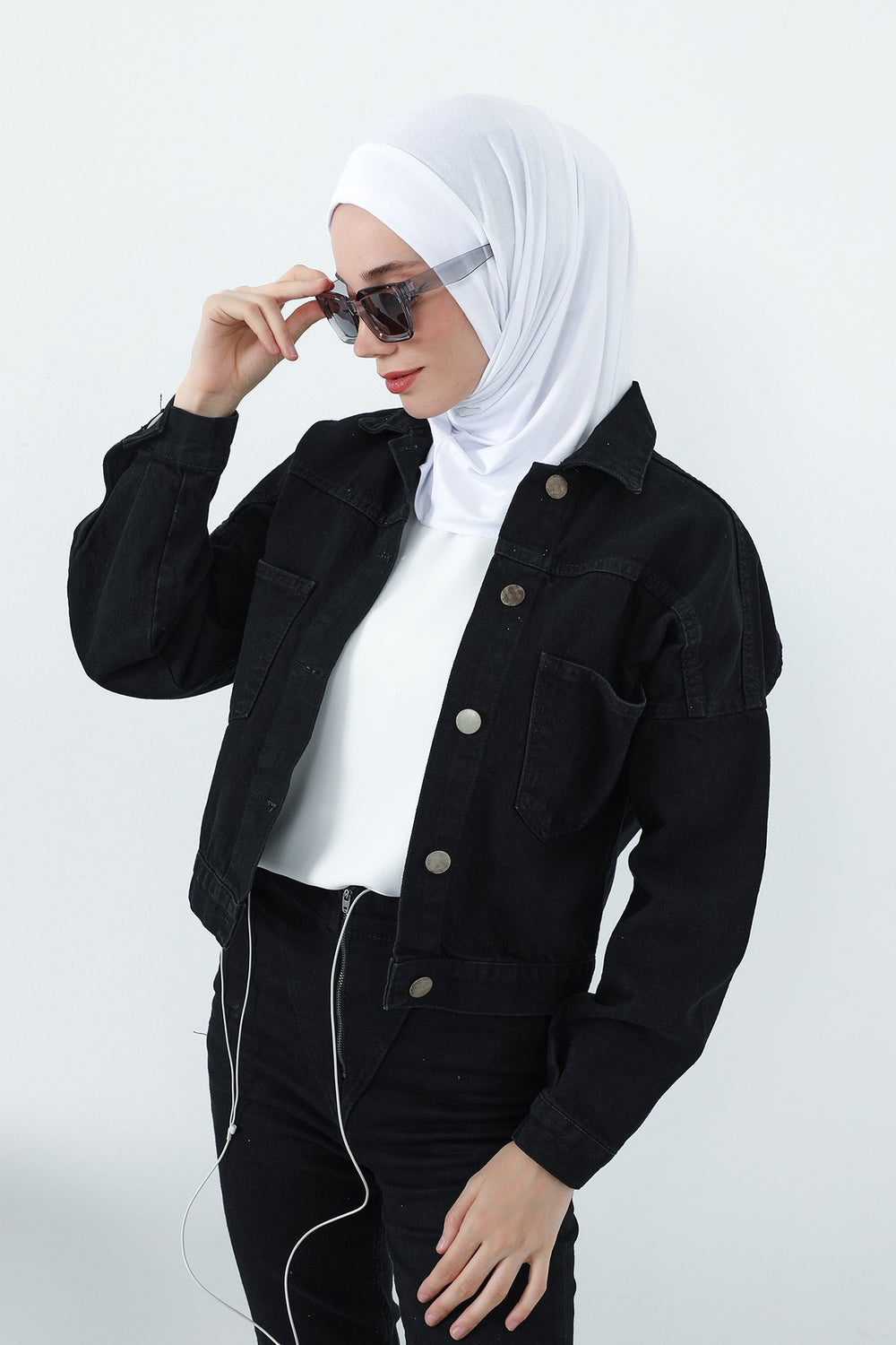 Practical Cotton Bonnet with Built-In Neck Cover and Ear Access, Full-Coverage Hijab Bonnet with Ear Access Points,BE-TG-B-94 White