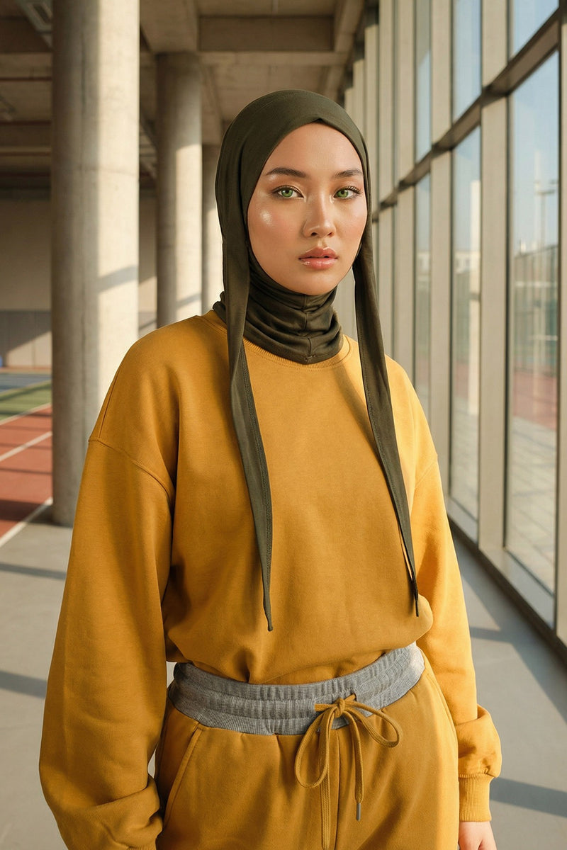 Practical Cotton Bonnet with Built-In Neck Cover and Ear Access, Full-Coverage Hijab Bonnet with Ear Access Points,BE-TG-B-94