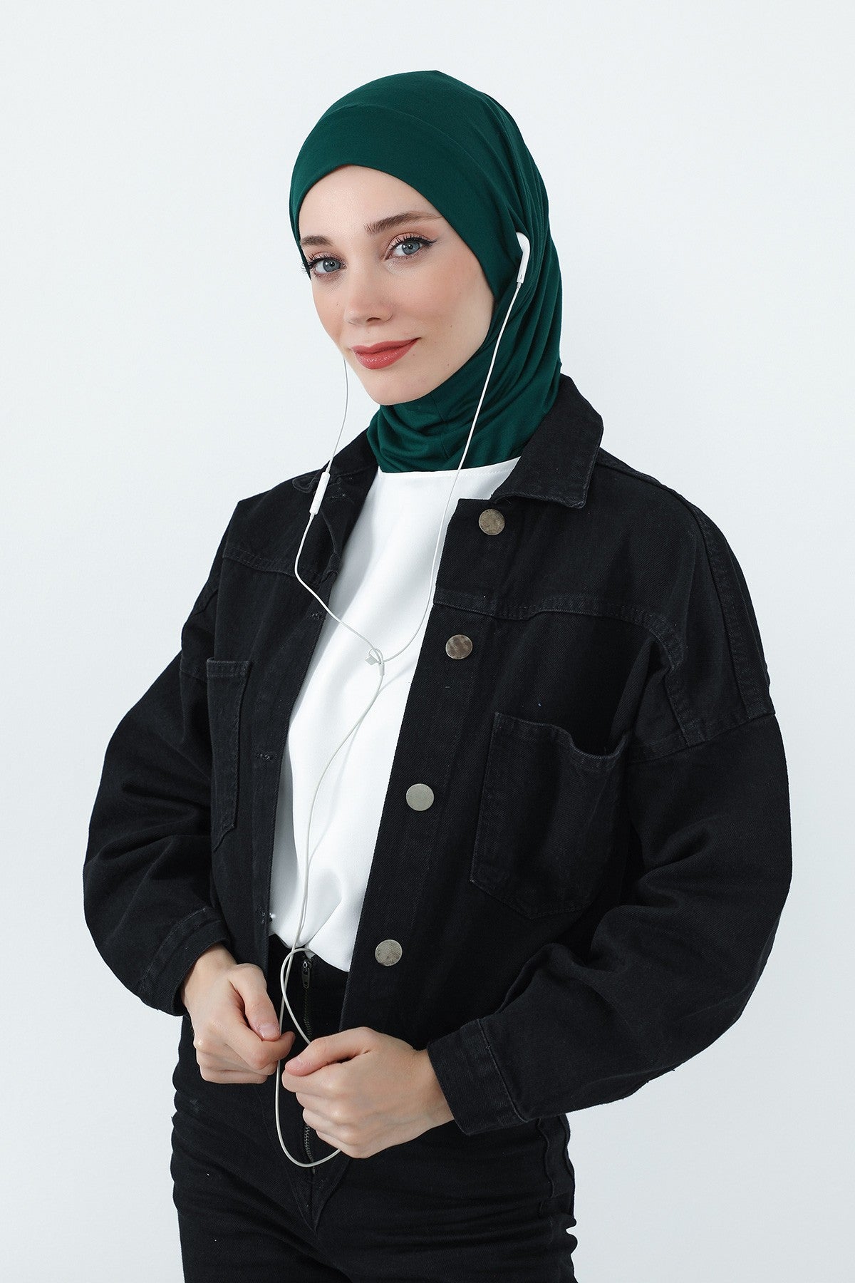 Practical Cotton Bonnet with Built-In Neck Cover and Ear Access, Full-Coverage Hijab Bonnet with Ear Access Points,BE-TG-B-94 Green