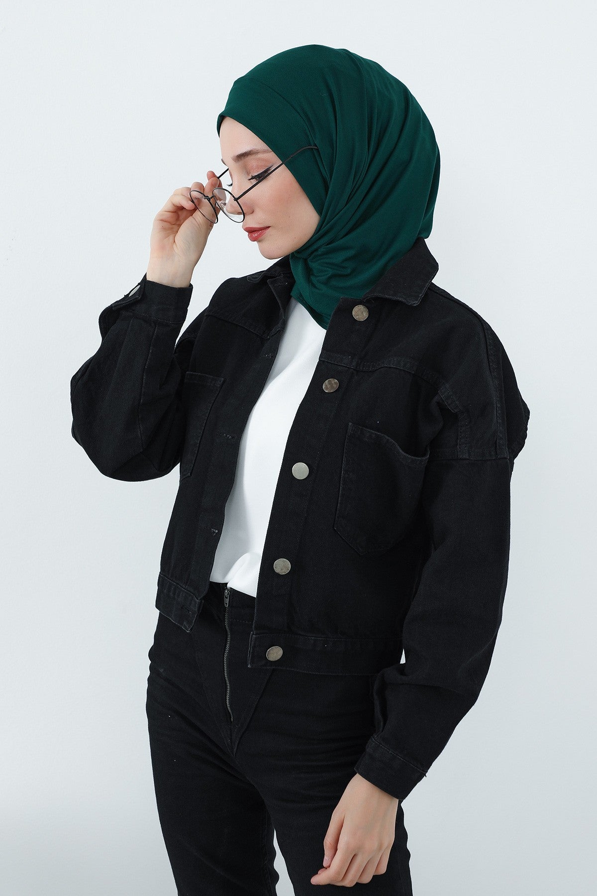 Practical Cotton Bonnet with Built-In Neck Cover and Ear Access, Full-Coverage Hijab Bonnet with Ear Access Points,BE-TG-B-94 Green