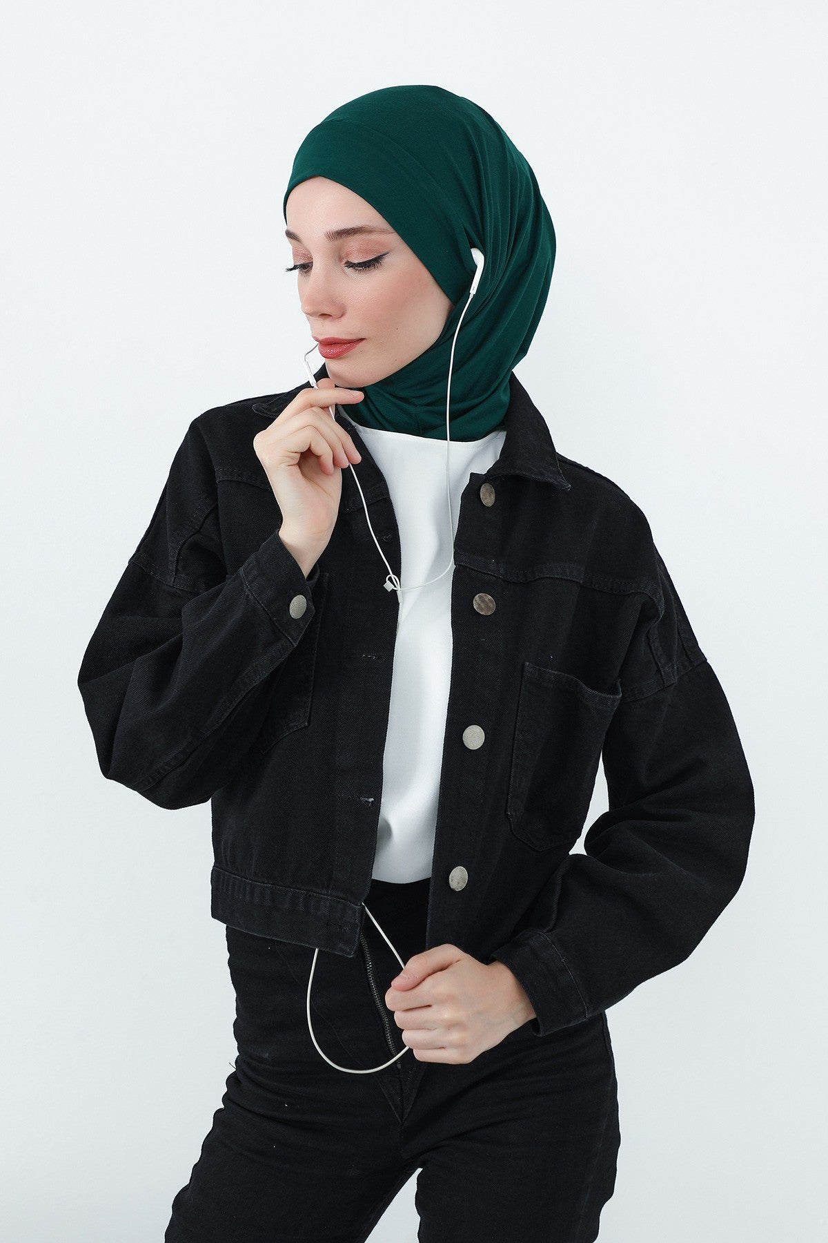Practical Cotton Bonnet with Built-In Neck Cover and Ear Access, Full-Coverage Hijab Bonnet with Ear Access Points,BE-TG-B-94 Green