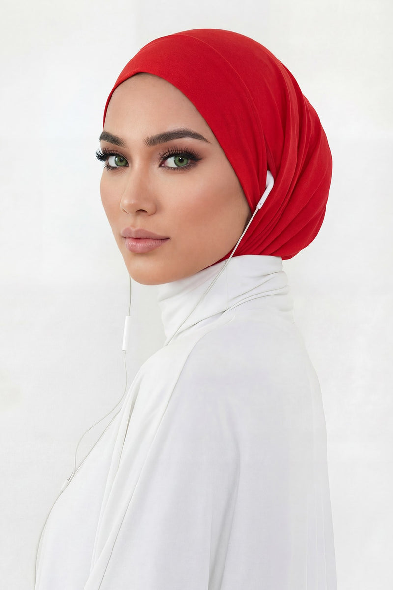 Practical Cotton Bonnet with Built-In Neck Cover and Ear Access, Full-Coverage Hijab Bonnet with Ear Access Points,BE-TG-B-94