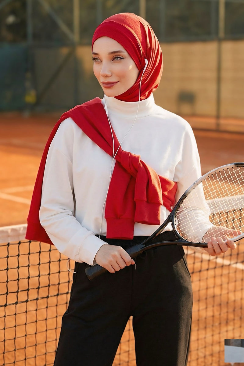 Practical Cotton Bonnet with Built-In Neck Cover and Ear Access, Full-Coverage Hijab Bonnet with Ear Access Points,BE-TG-B-94