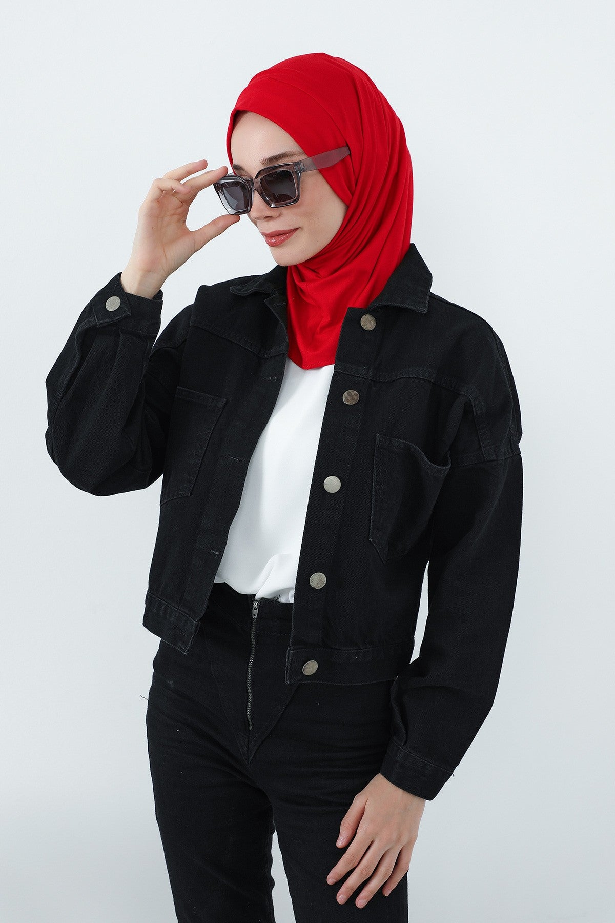Practical Cotton Bonnet with Built-In Neck Cover and Ear Access, Full-Coverage Hijab Bonnet with Ear Access Points,BE-TG-B-94 Red