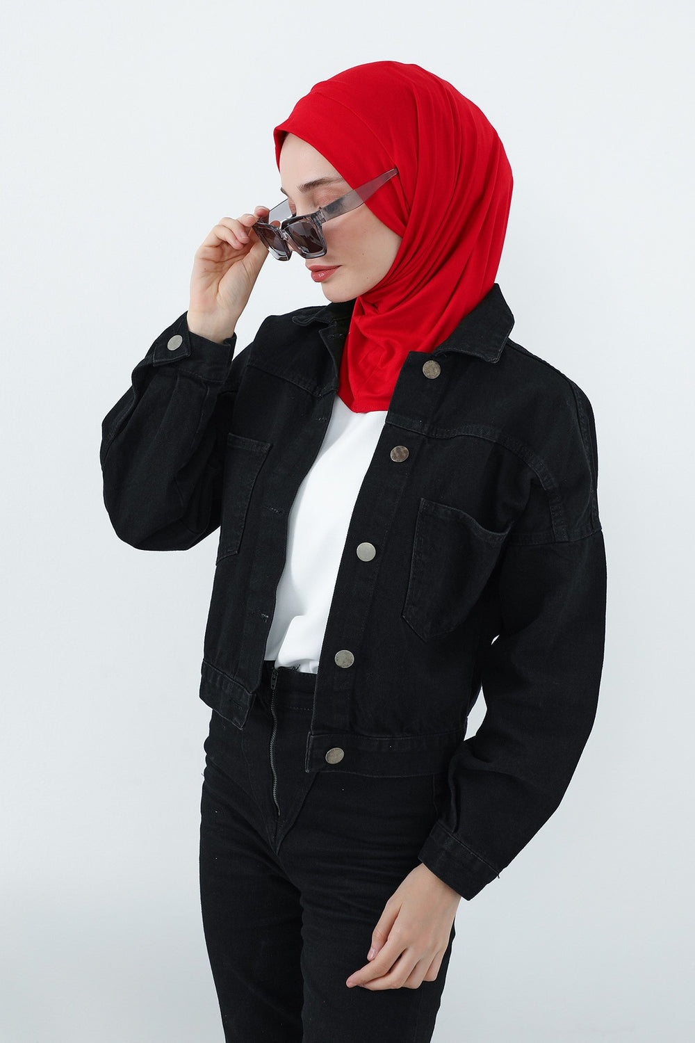 Practical Cotton Bonnet with Built-In Neck Cover and Ear Access, Full-Coverage Hijab Bonnet with Ear Access Points,BE-TG-B-94 Red