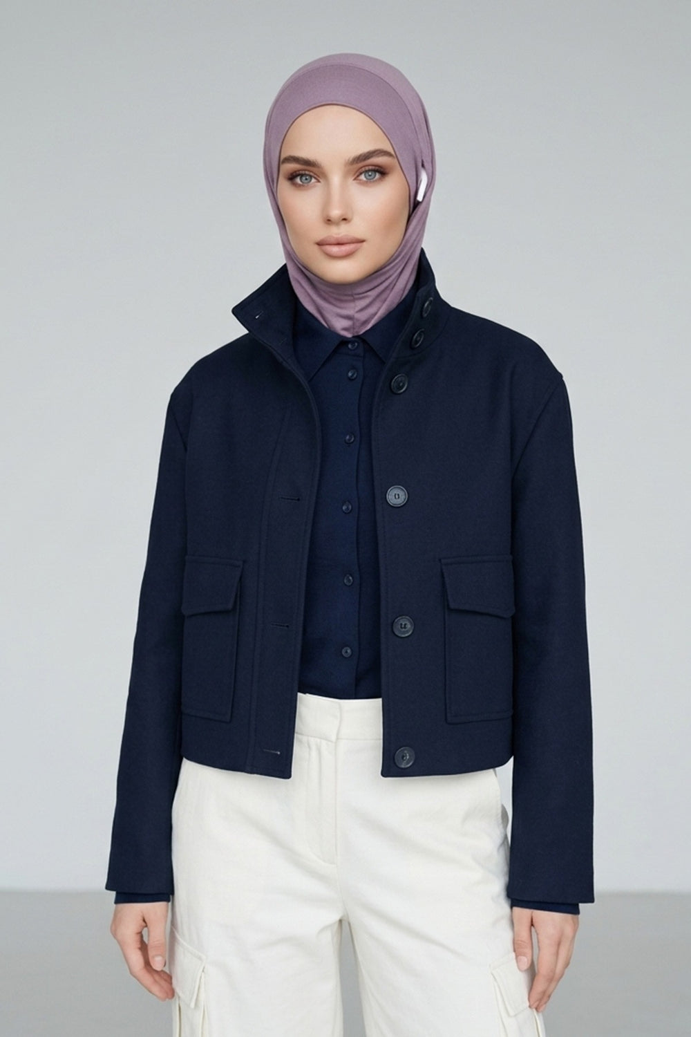 Practical Cotton Bonnet with Built-In Neck Cover and Ear Access, Full-Coverage Hijab Bonnet with Ear Access Points,BE-TG-B-94 Lilac