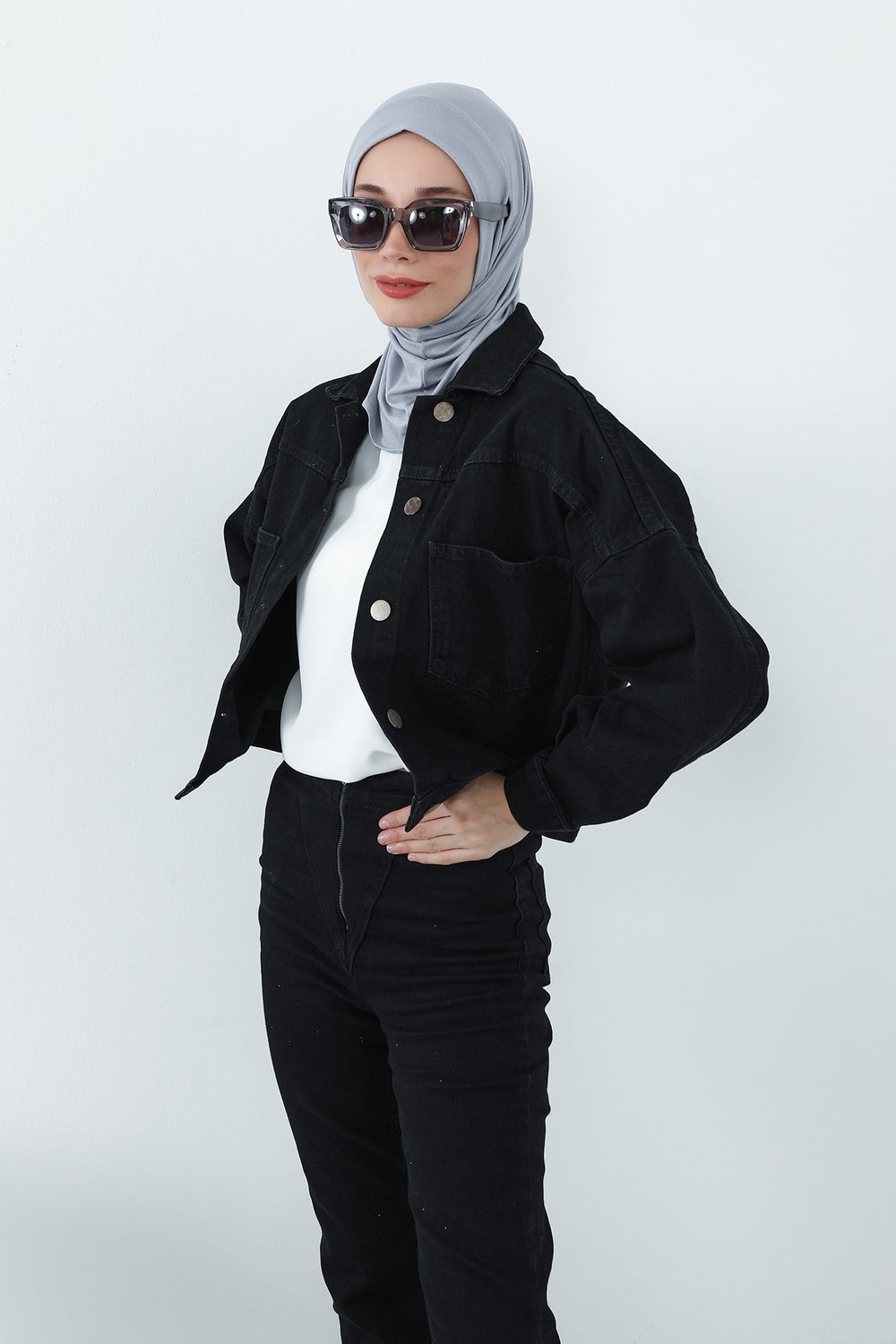 Practical Cotton Bonnet with Built-In Neck Cover and Ear Access, Full-Coverage Hijab Bonnet with Ear Access Points,BE-TG-B-94 Grey 2