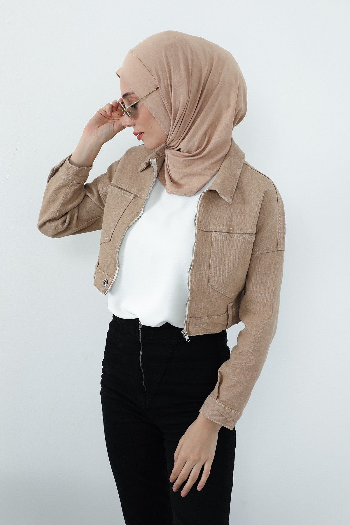 Practical Cotton Bonnet with Built-In Neck Cover and Ear Access, Full-Coverage Hijab Bonnet with Ear Access Points,BE-TG-B-94 Sand Brown