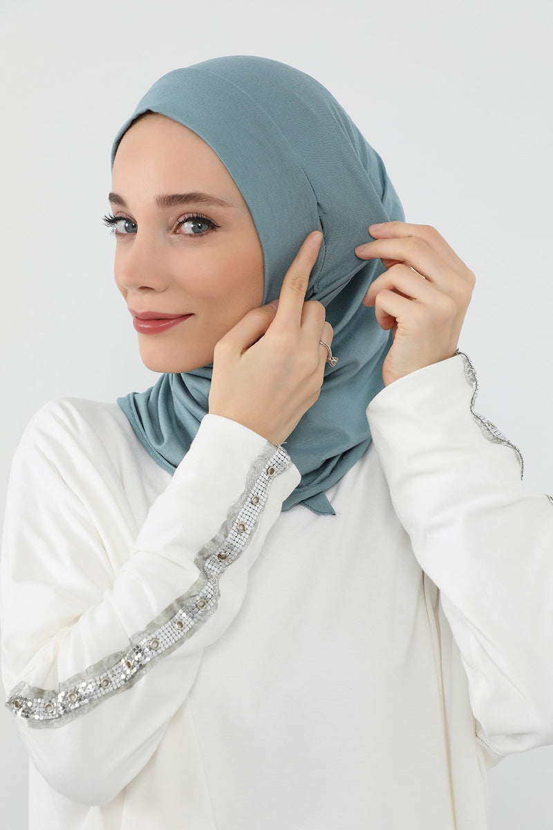 Practical Cotton Bonnet with Built-In Neck Cover and Ear Access, Full-Coverage Hijab Bonnet with Ear Access Points,BE-TG-B-94