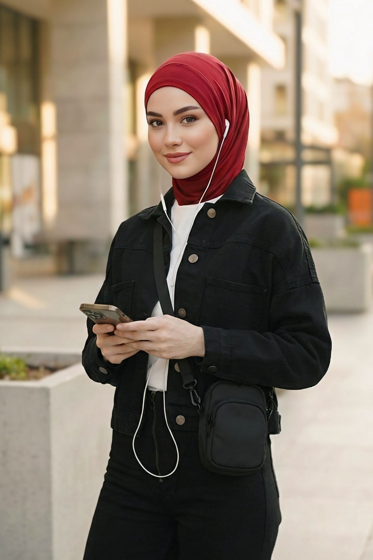Practical Cotton Bonnet with Built-In Neck Cover and Ear Access, Full-Coverage Hijab Bonnet with Ear Access Points,BE-TG-B-94 Maroon
